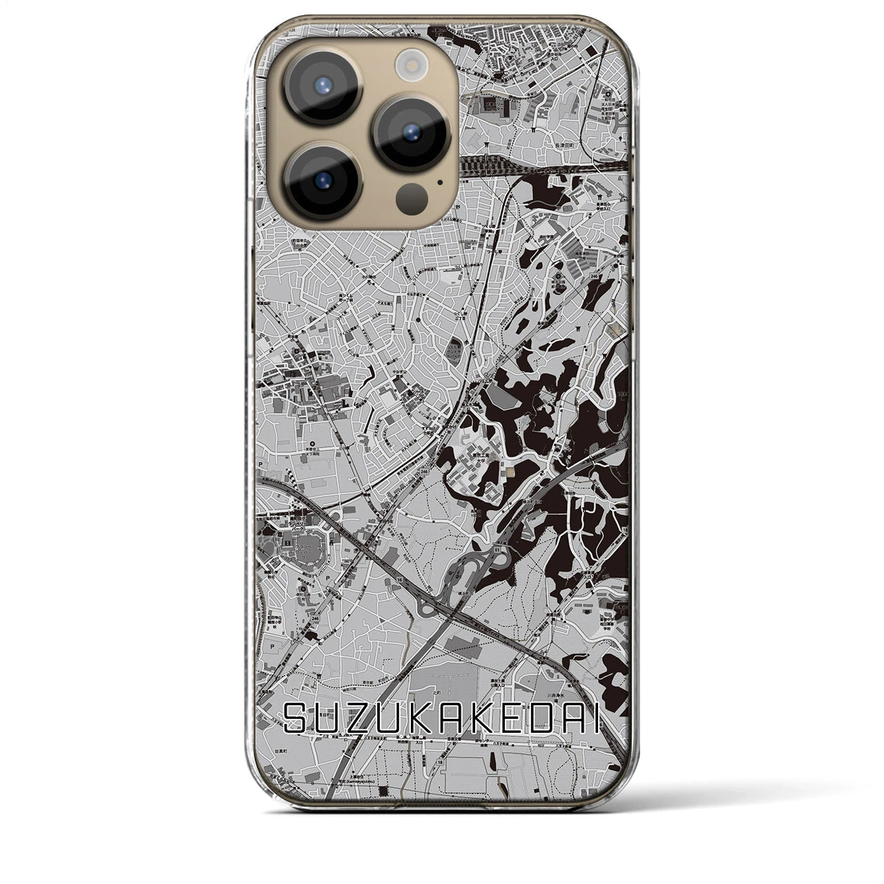 【すずかけ台(東京都)】地図柄iPhoneケース(クリアタイプ)