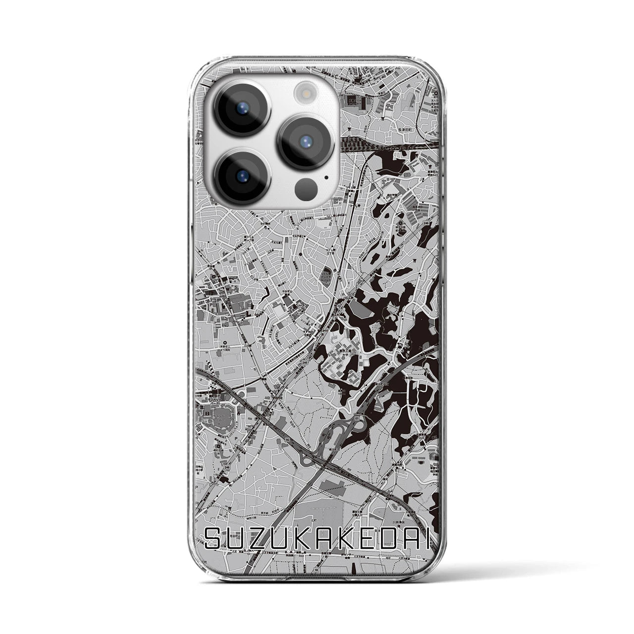 【すずかけ台(東京都)】地図柄iPhoneケース(クリアタイプ)
