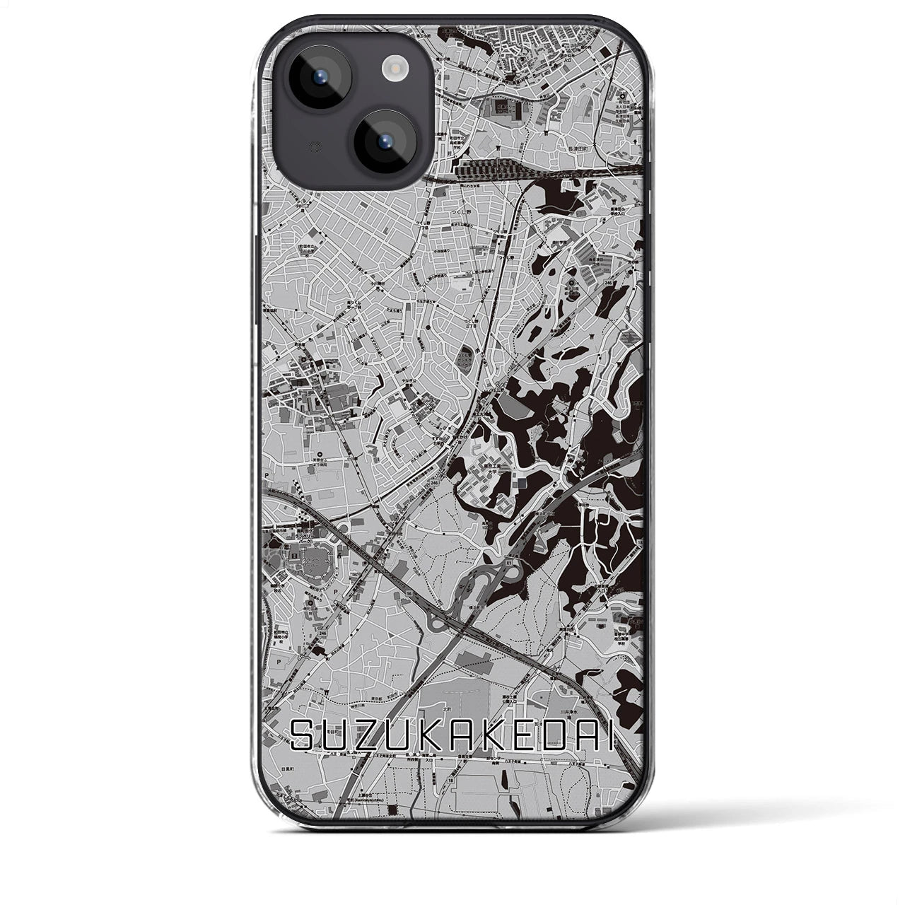 【すずかけ台(東京都)】地図柄iPhoneケース(クリアタイプ)