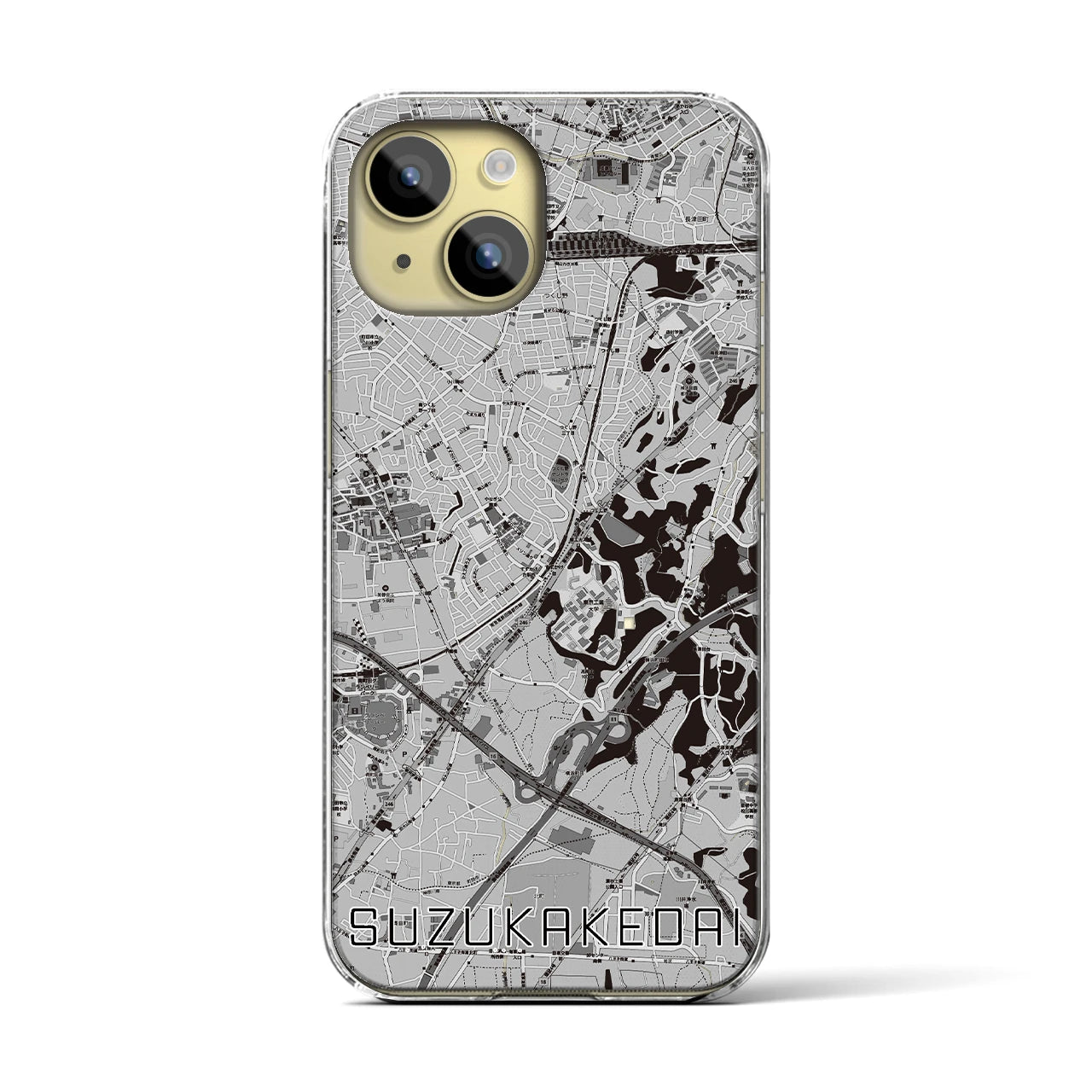 【すずかけ台(東京都)】地図柄iPhoneケース(クリアタイプ)