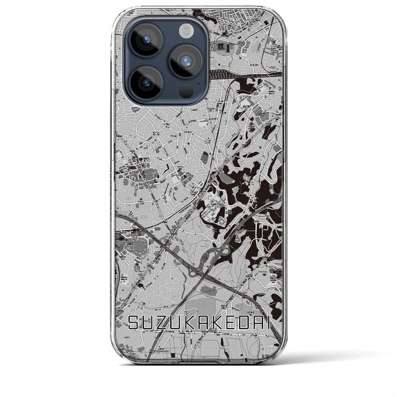 【すずかけ台(東京都)】地図柄iPhoneケース(クリアタイプ)