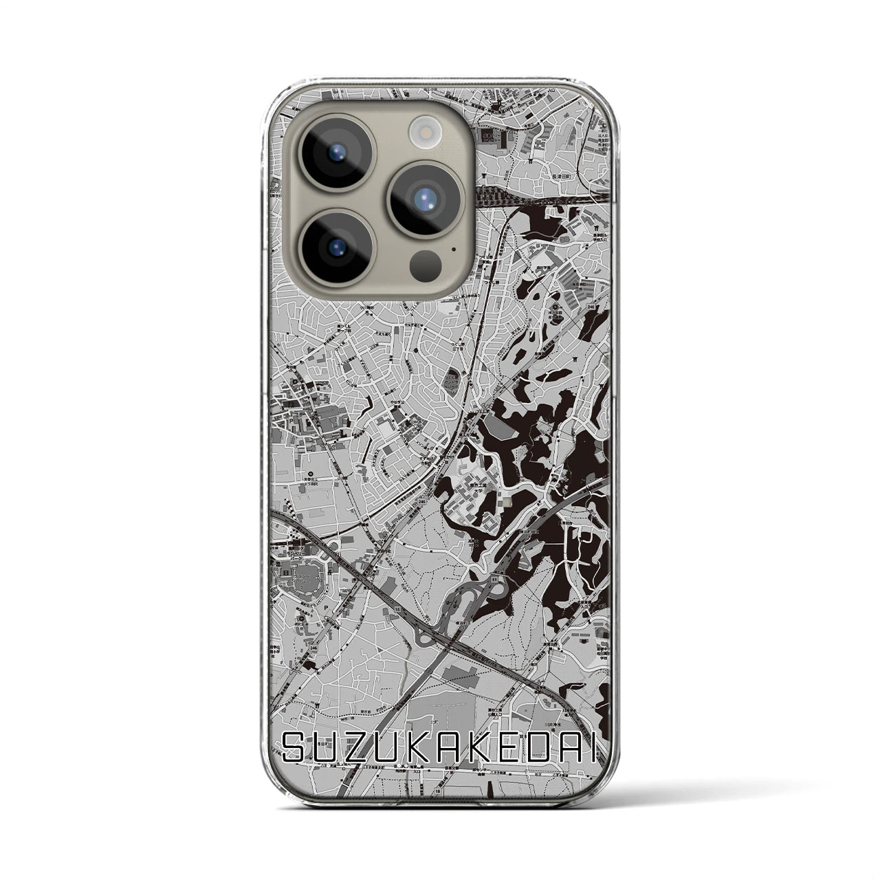 【すずかけ台(東京都)】地図柄iPhoneケース(クリアタイプ)