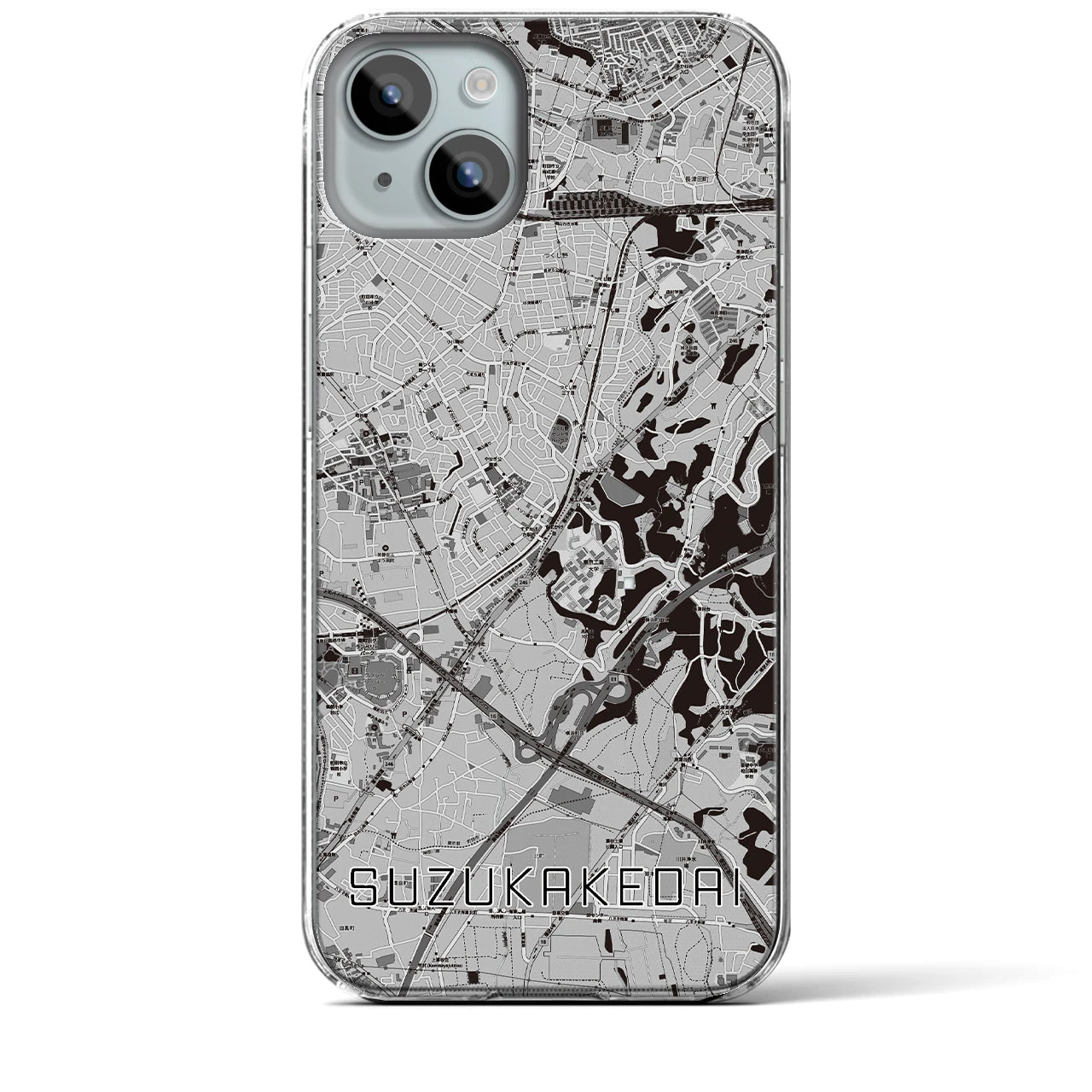 【すずかけ台(東京都)】地図柄iPhoneケース(クリアタイプ)