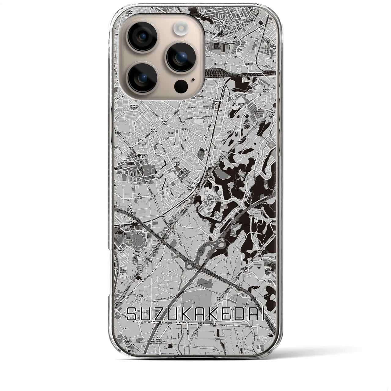 【すずかけ台(東京都)】地図柄iPhoneケース(クリアタイプ)