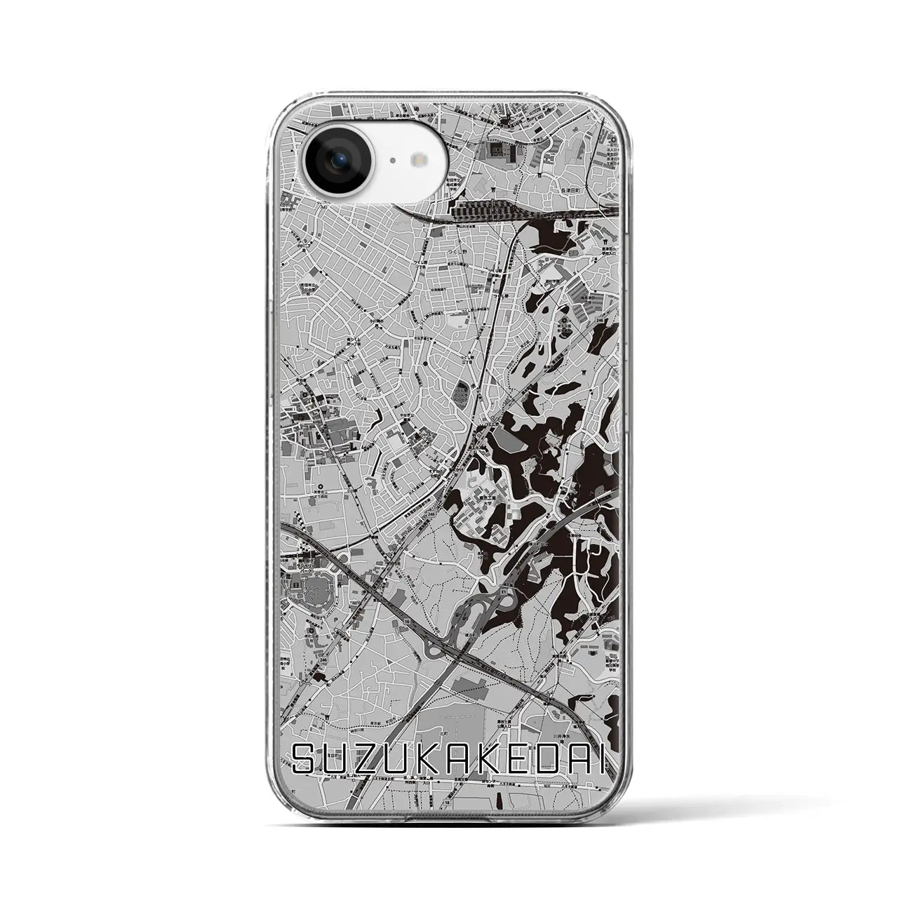 【すずかけ台(東京都)】地図柄iPhoneケース(クリアタイプ)