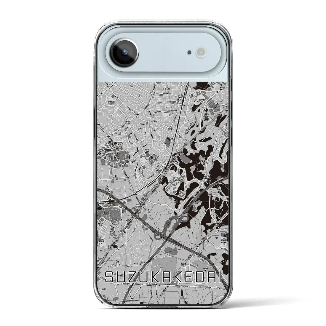 【すずかけ台(東京都)】地図柄iPhoneケース(クリアタイプ)モノトーン・iPhone 17 Pro Max 用