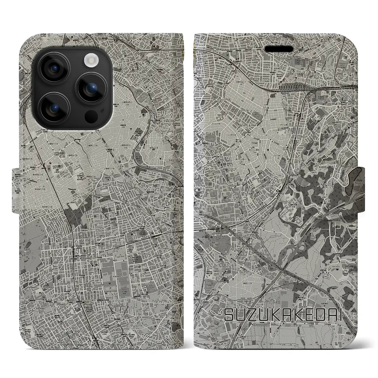 【すずかけ台(東京都)】地図柄iPhoneケース(手帳タイプ)