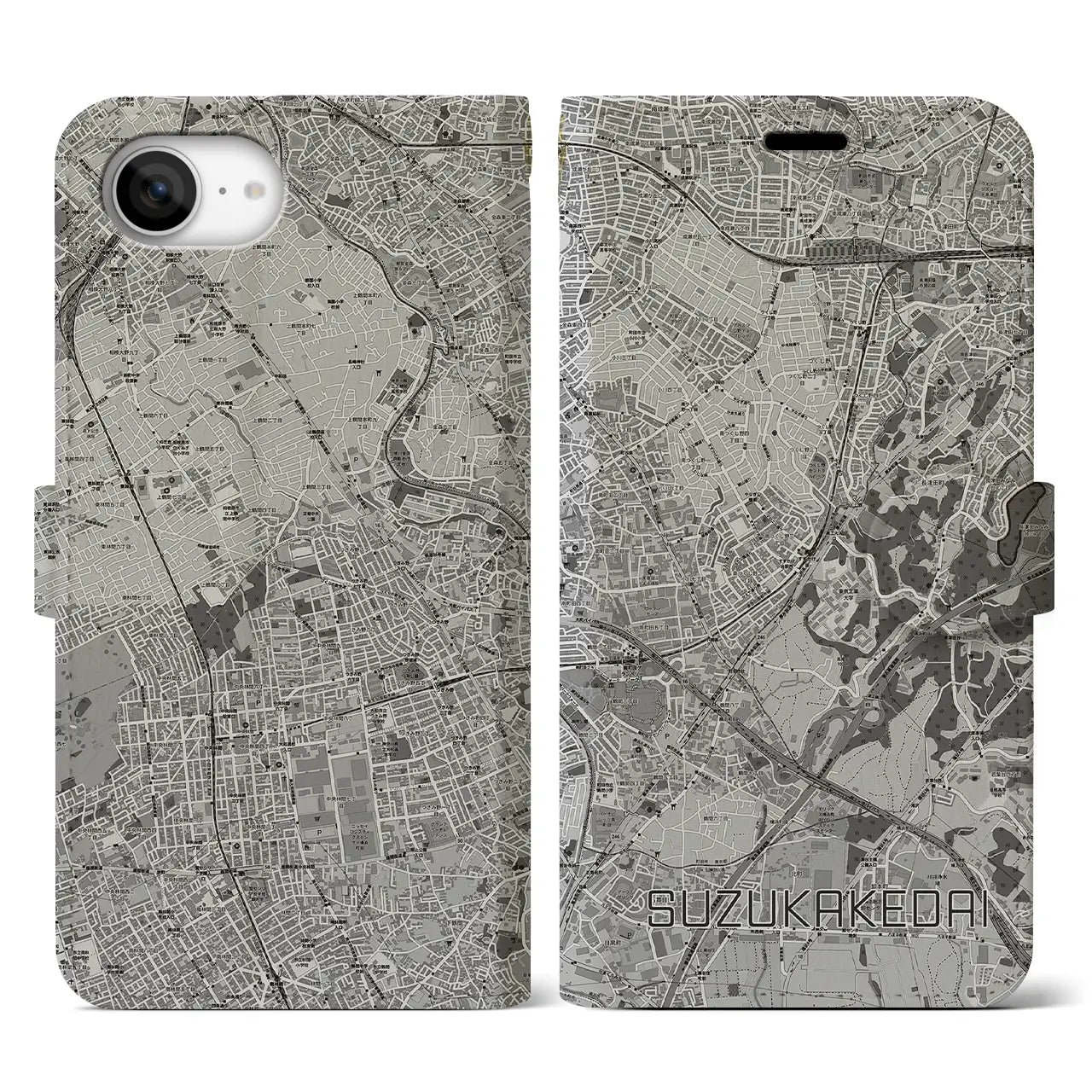 【すずかけ台(東京都)】地図柄iPhoneケース(手帳タイプ)