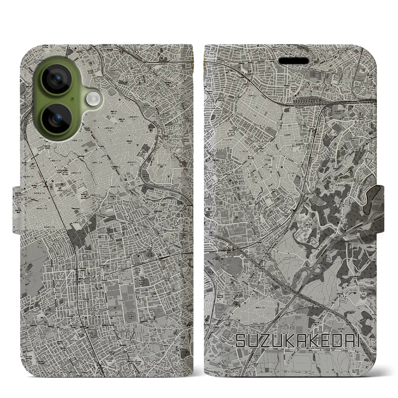 【すずかけ台(東京都)】地図柄iPhoneケース(手帳タイプ)