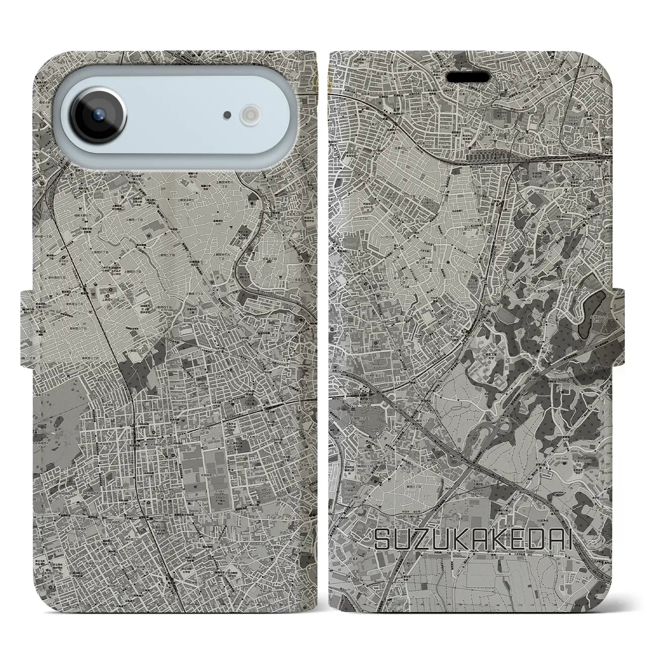 【すずかけ台(東京都)】地図柄iPhoneケース(手帳タイプ)