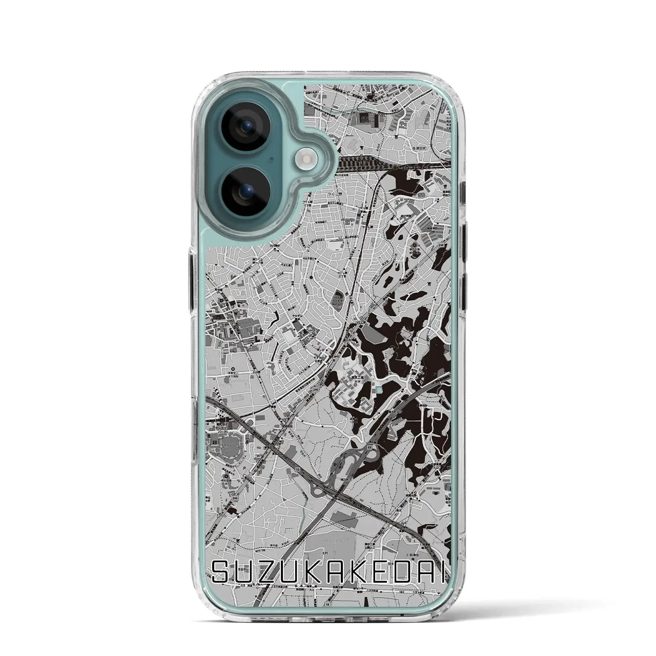 【すずかけ台(東京都)】地図柄iPhoneケース(MagSafeタイプ)モノトーン・iPhone 16 Pro 用