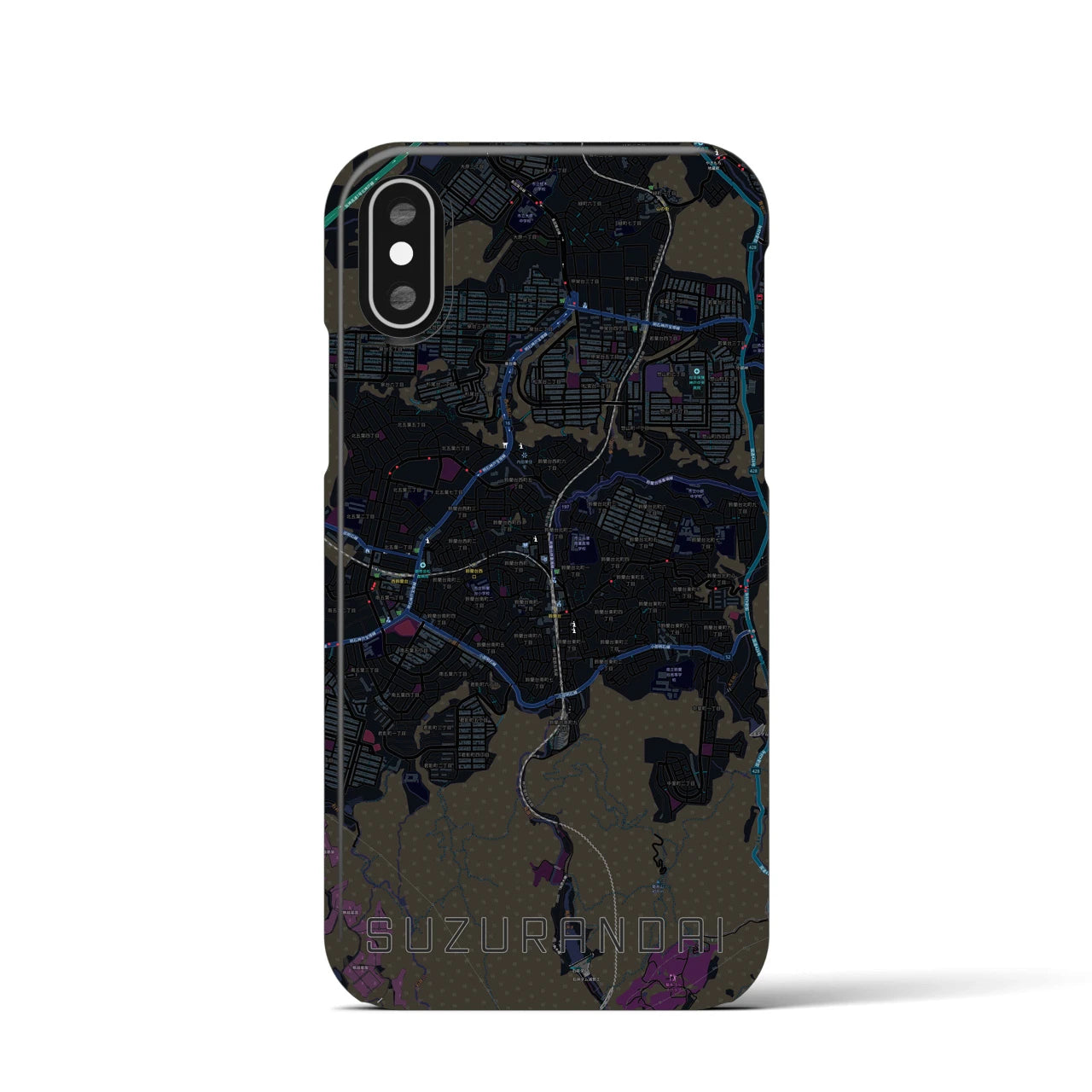 【鈴蘭台(兵庫県)】地図柄iPhoneケース(バックカバータイプ)