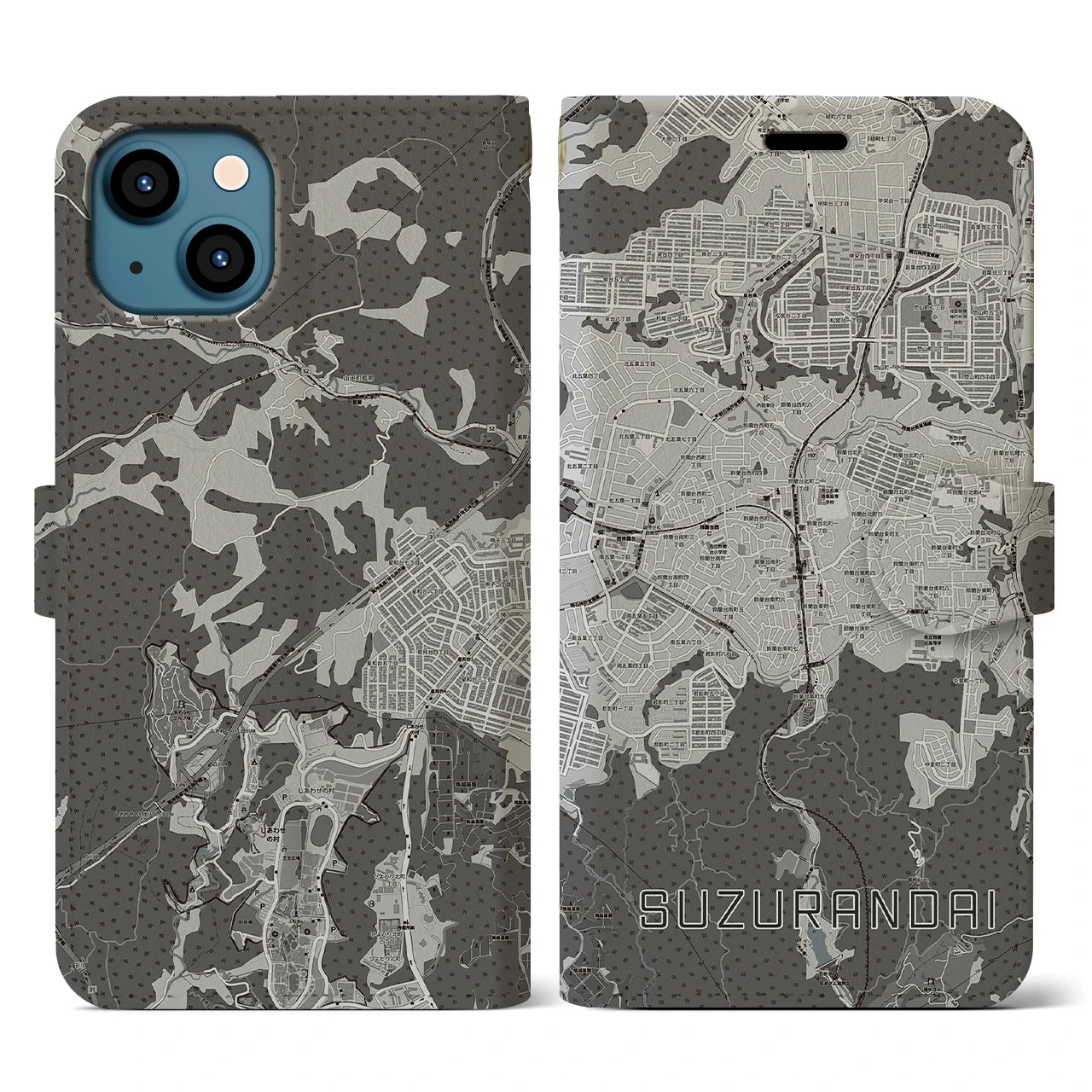 【鈴蘭台(兵庫県)】地図柄iPhoneケース(手帳タイプ)