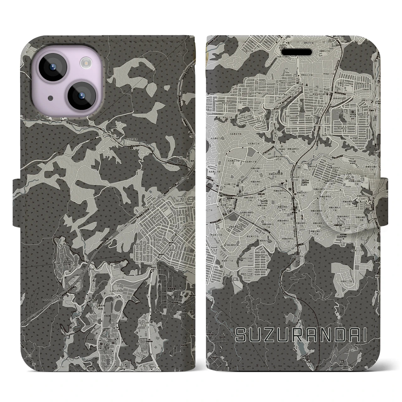 【鈴蘭台(兵庫県)】地図柄iPhoneケース(手帳タイプ)