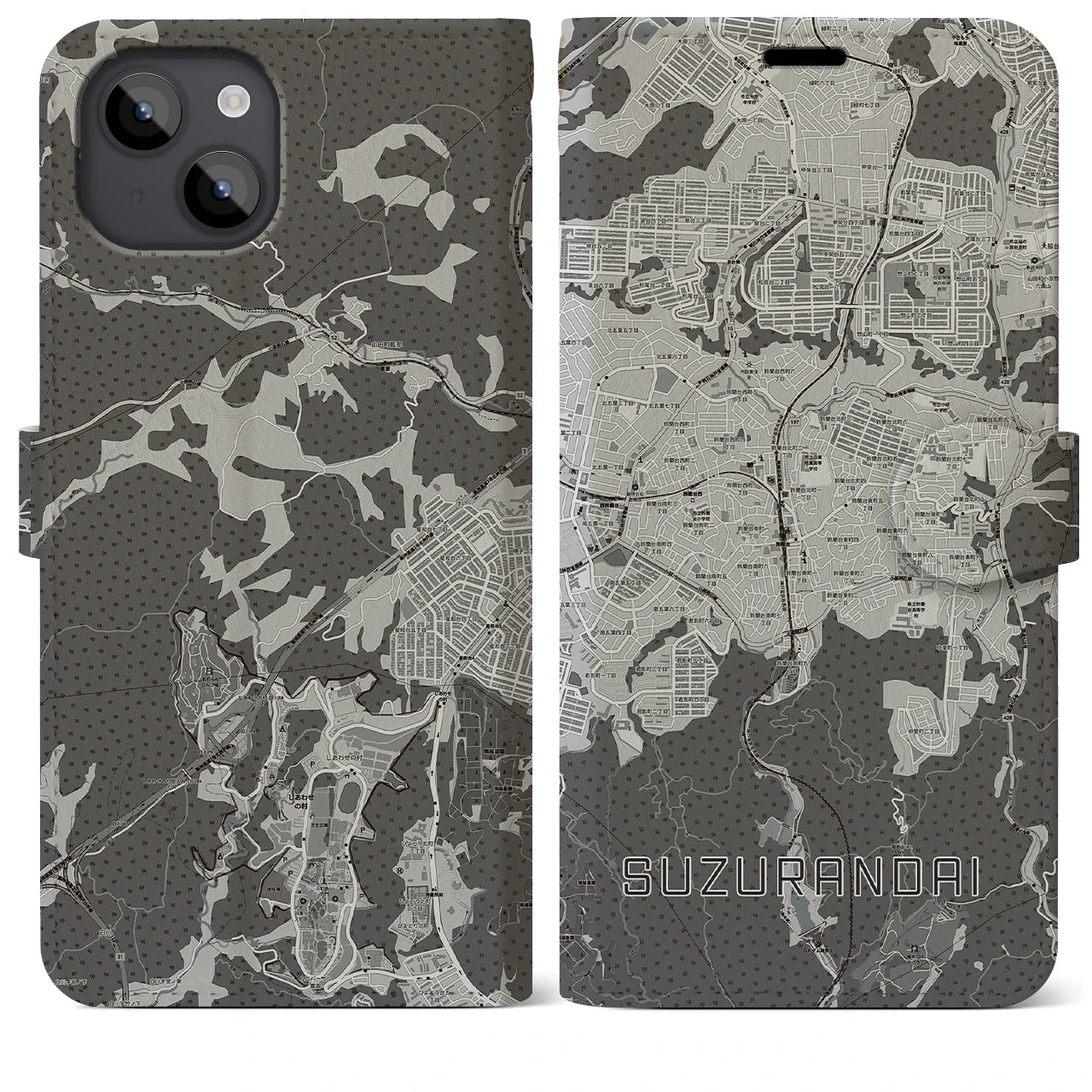 【鈴蘭台(兵庫県)】地図柄iPhoneケース(手帳タイプ)