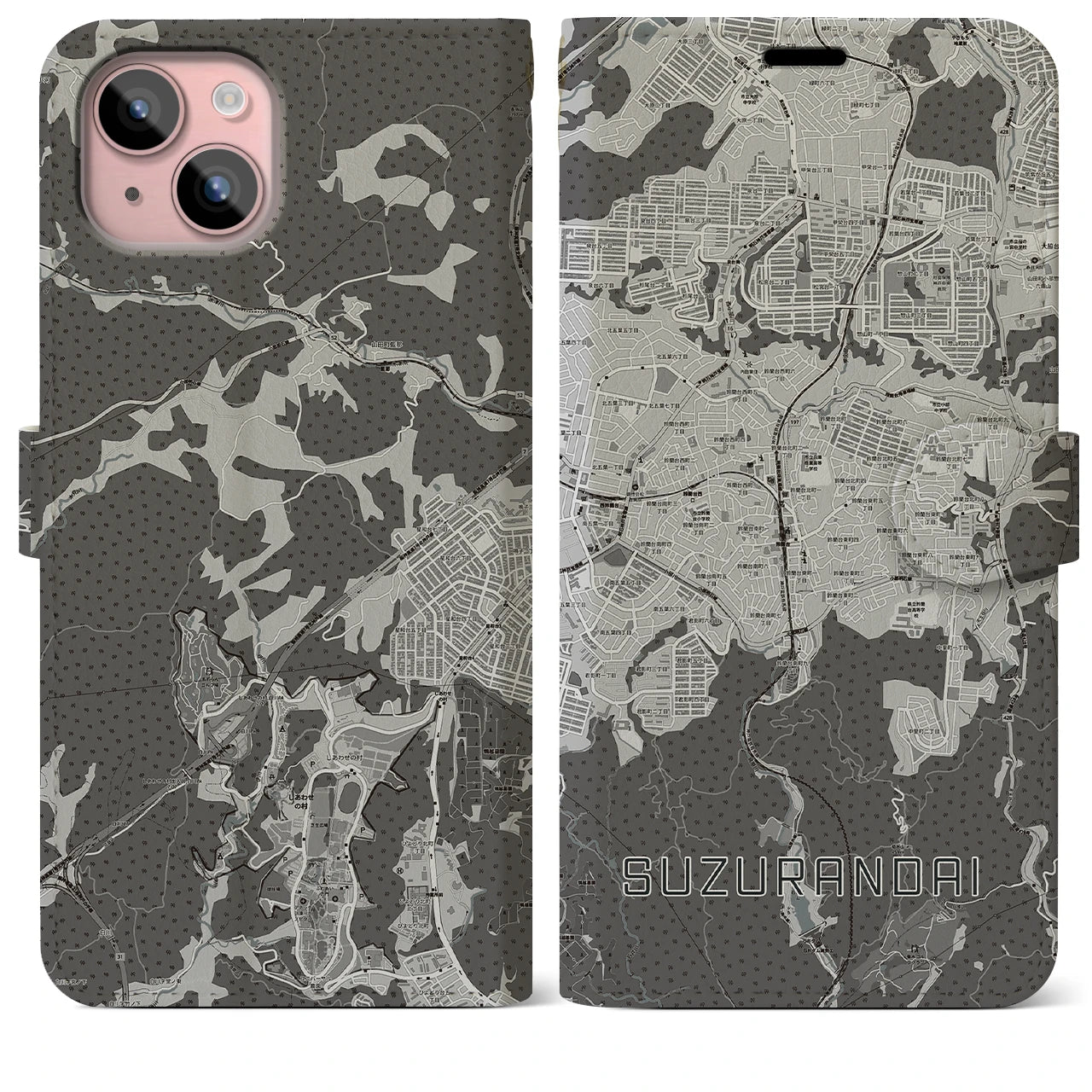 【鈴蘭台(兵庫県)】地図柄iPhoneケース(手帳タイプ)