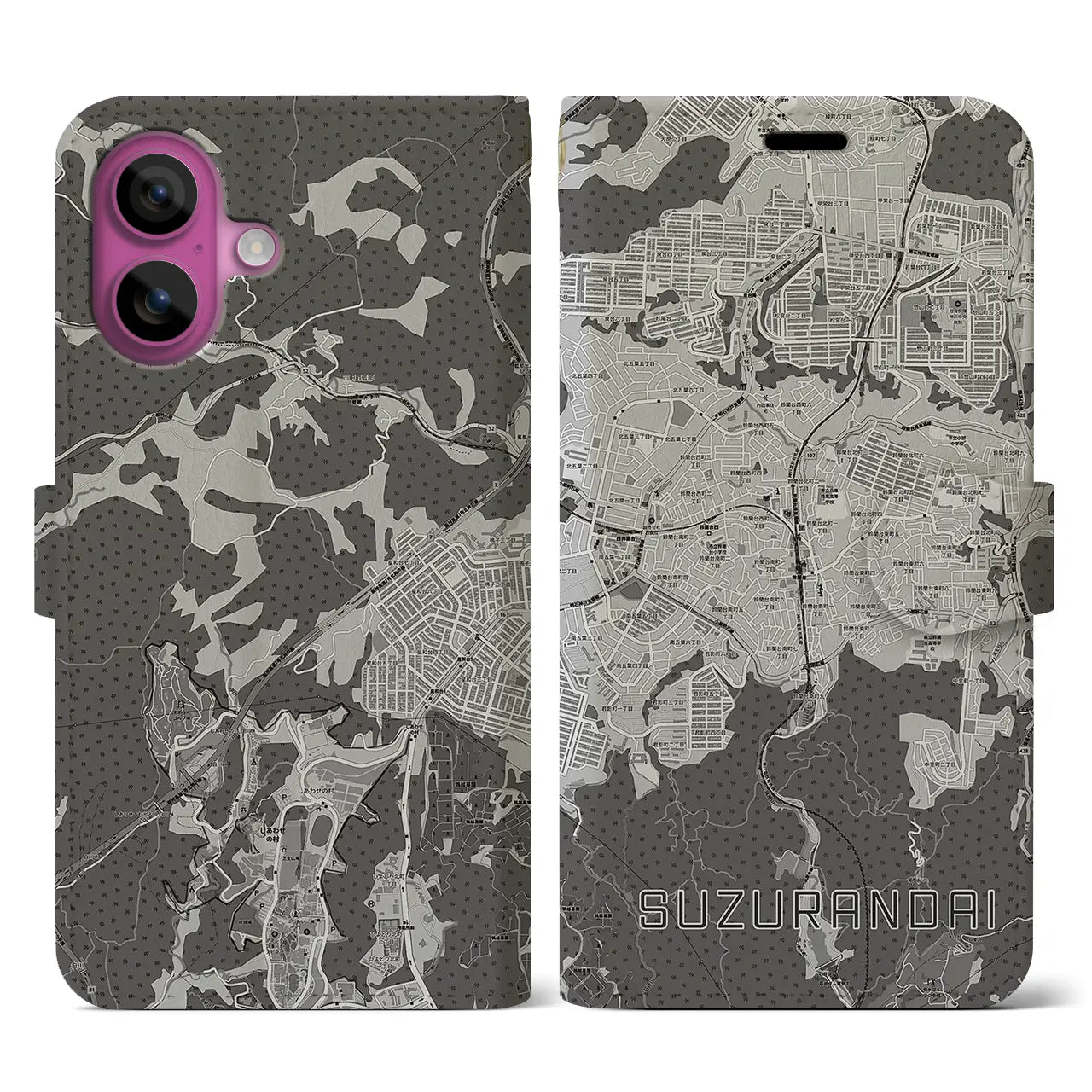 【鈴蘭台(兵庫県)】地図柄iPhoneケース(手帳タイプ)