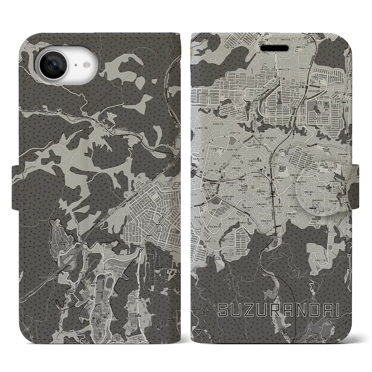 【鈴蘭台(兵庫県)】地図柄iPhoneケース(手帳タイプ)