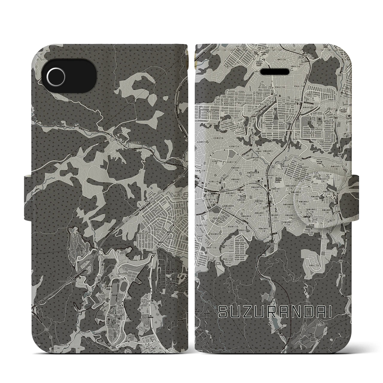 【鈴蘭台(兵庫県)】地図柄iPhoneケース(手帳タイプ)