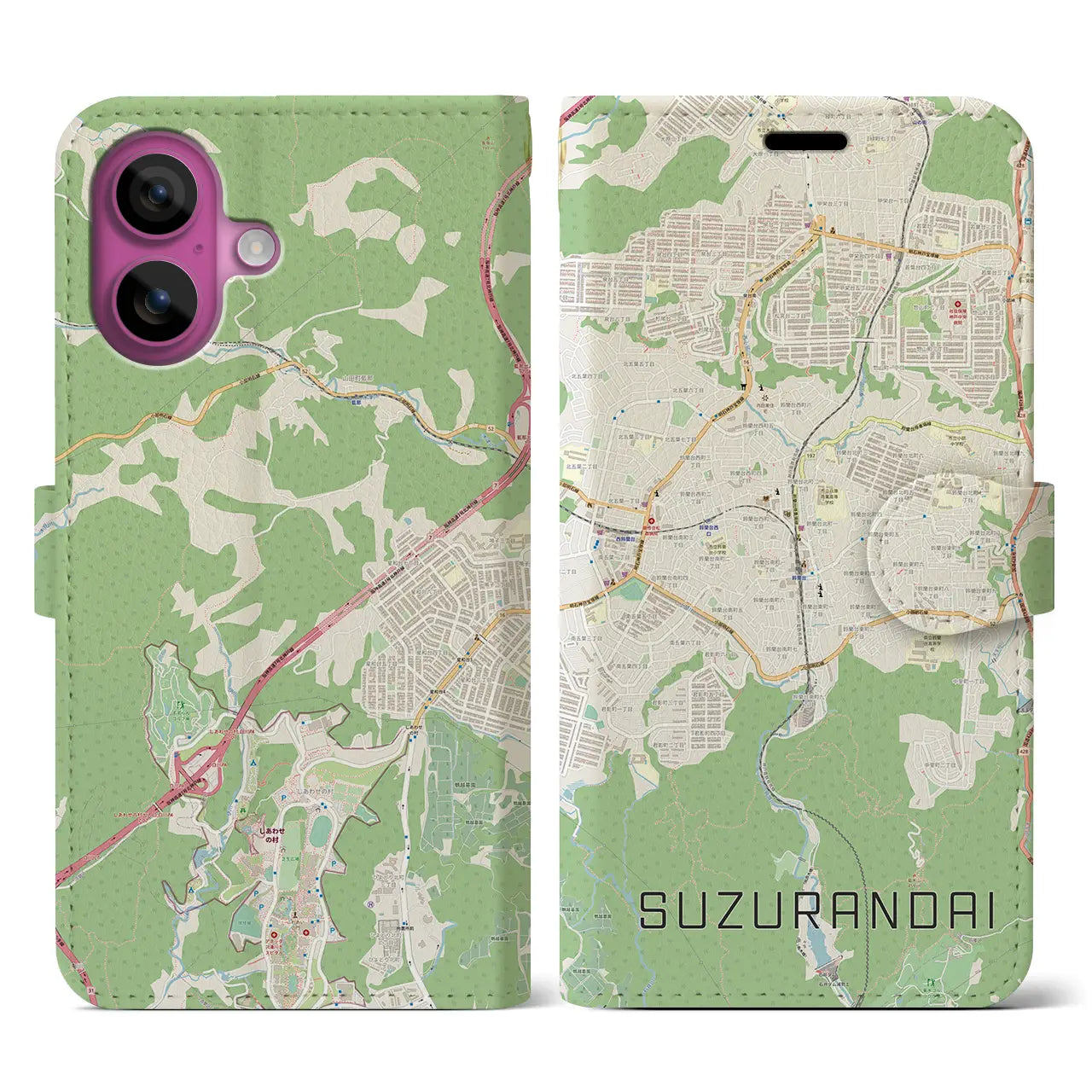 【鈴蘭台(兵庫県)】地図柄iPhoneケース(手帳タイプ)