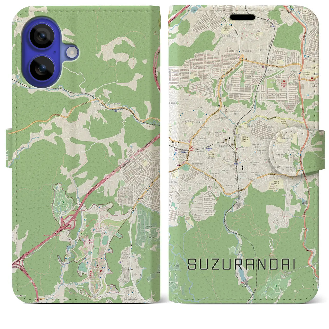 【鈴蘭台(兵庫県)】地図柄iPhoneケース(手帳タイプ)ナチュラル・iPhone 16 Pro Max 用