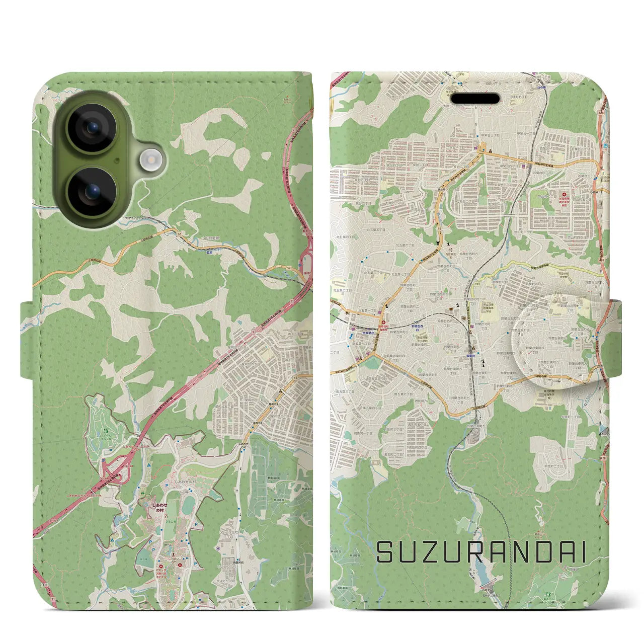 【鈴蘭台(兵庫県)】地図柄iPhoneケース(手帳タイプ)