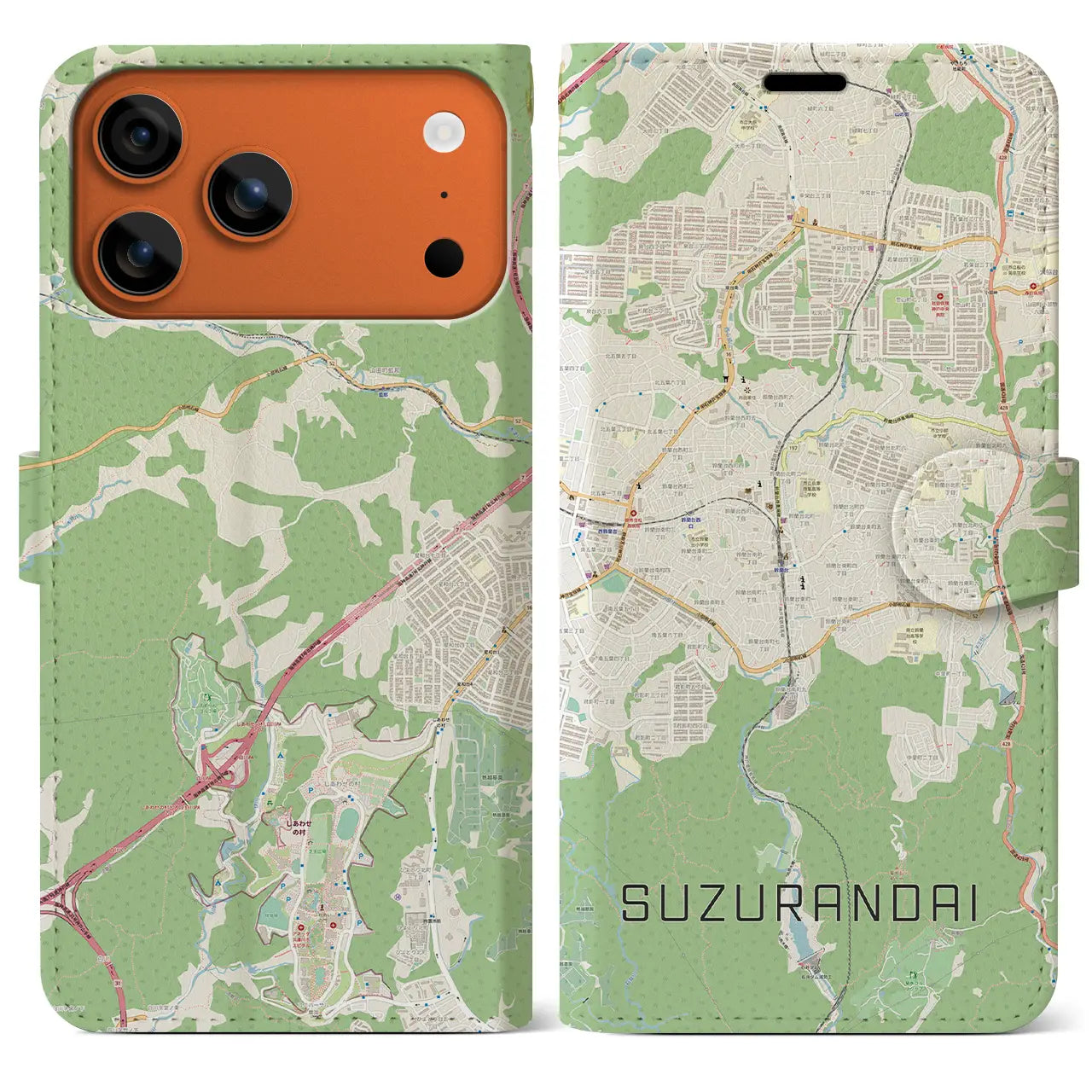 【鈴蘭台(兵庫県)】地図柄iPhoneケース(手帳タイプ)