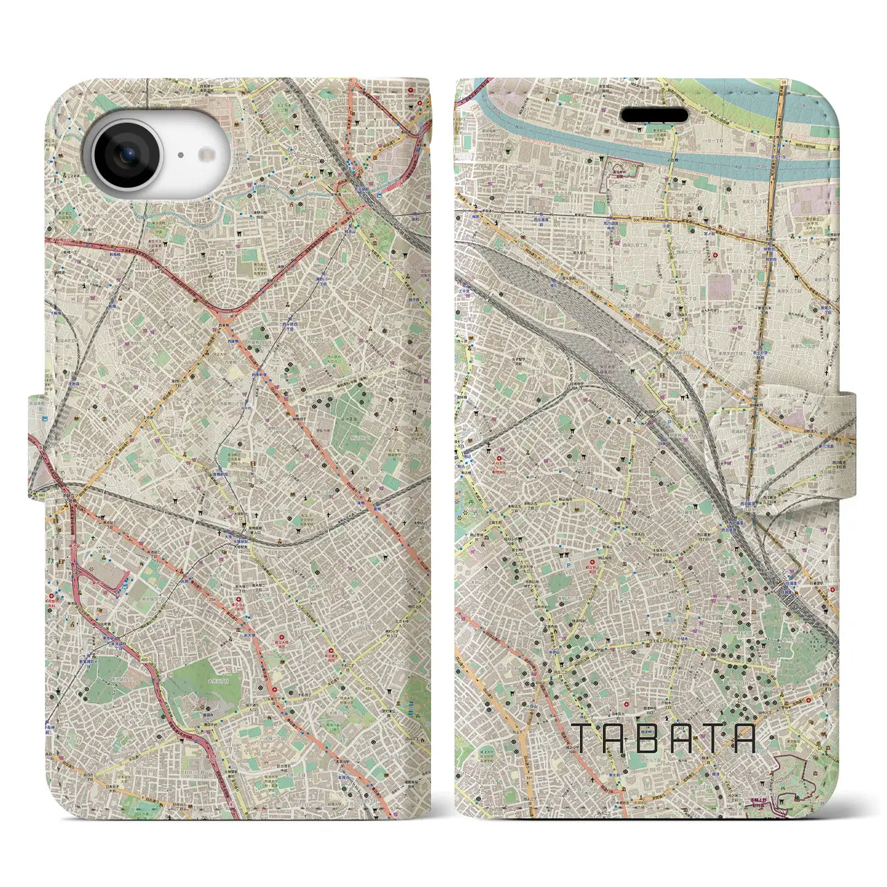 【田端(東京都)】地図柄iPhoneケース(手帳タイプ)