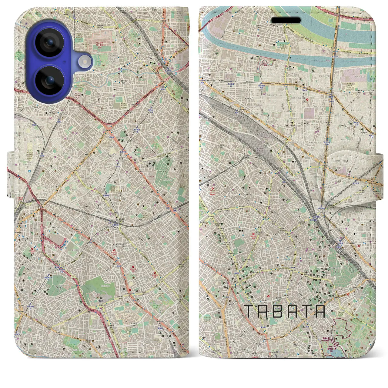 【田端(東京都)】地図柄iPhoneケース(手帳タイプ)