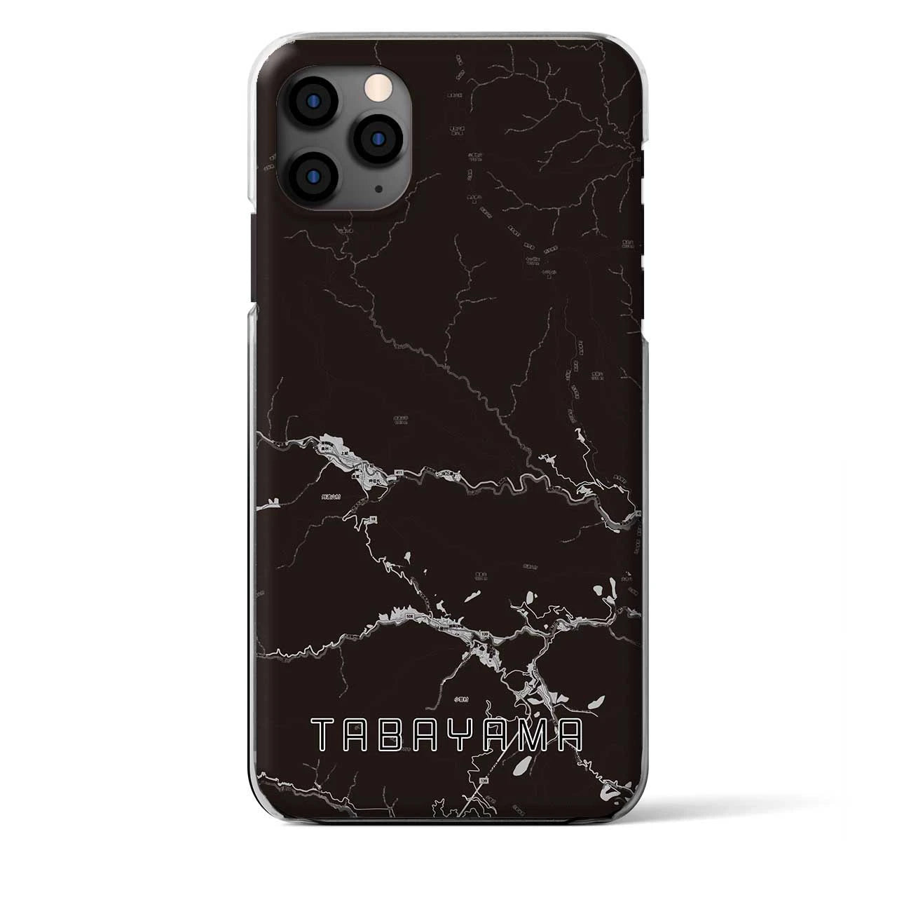 【丹波山(山梨県)】地図柄iPhoneケース(クリアタイプ)モノトーン・iPhone 11 Pro Max 用
