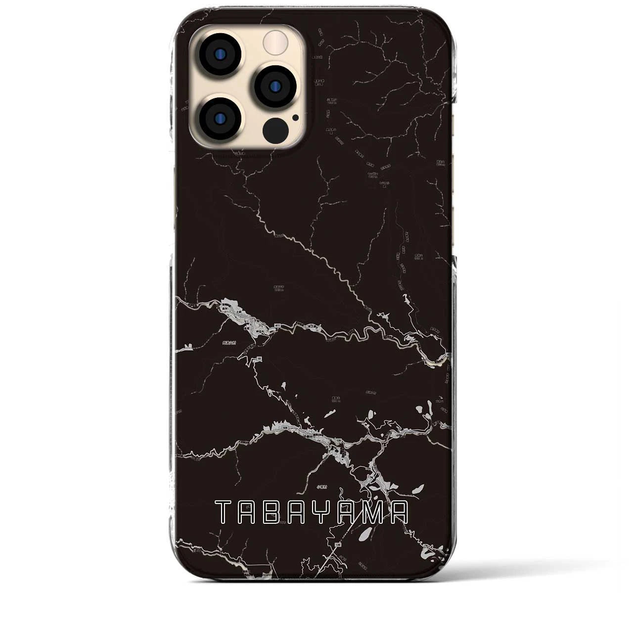 【丹波山(山梨県)】地図柄iPhoneケース(クリアタイプ)モノトーン・iPhone 12 Pro Max 用