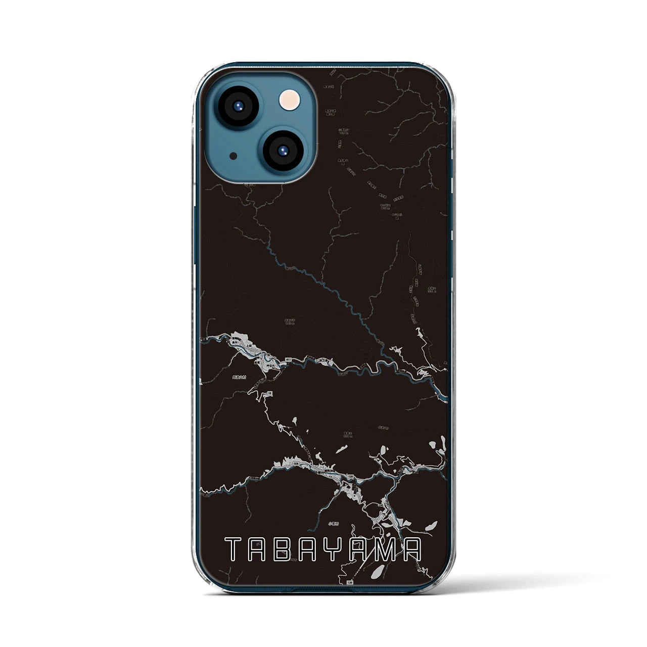 【丹波山(山梨県)】地図柄iPhoneケース(クリアタイプ)モノトーン・iPhone 13 用