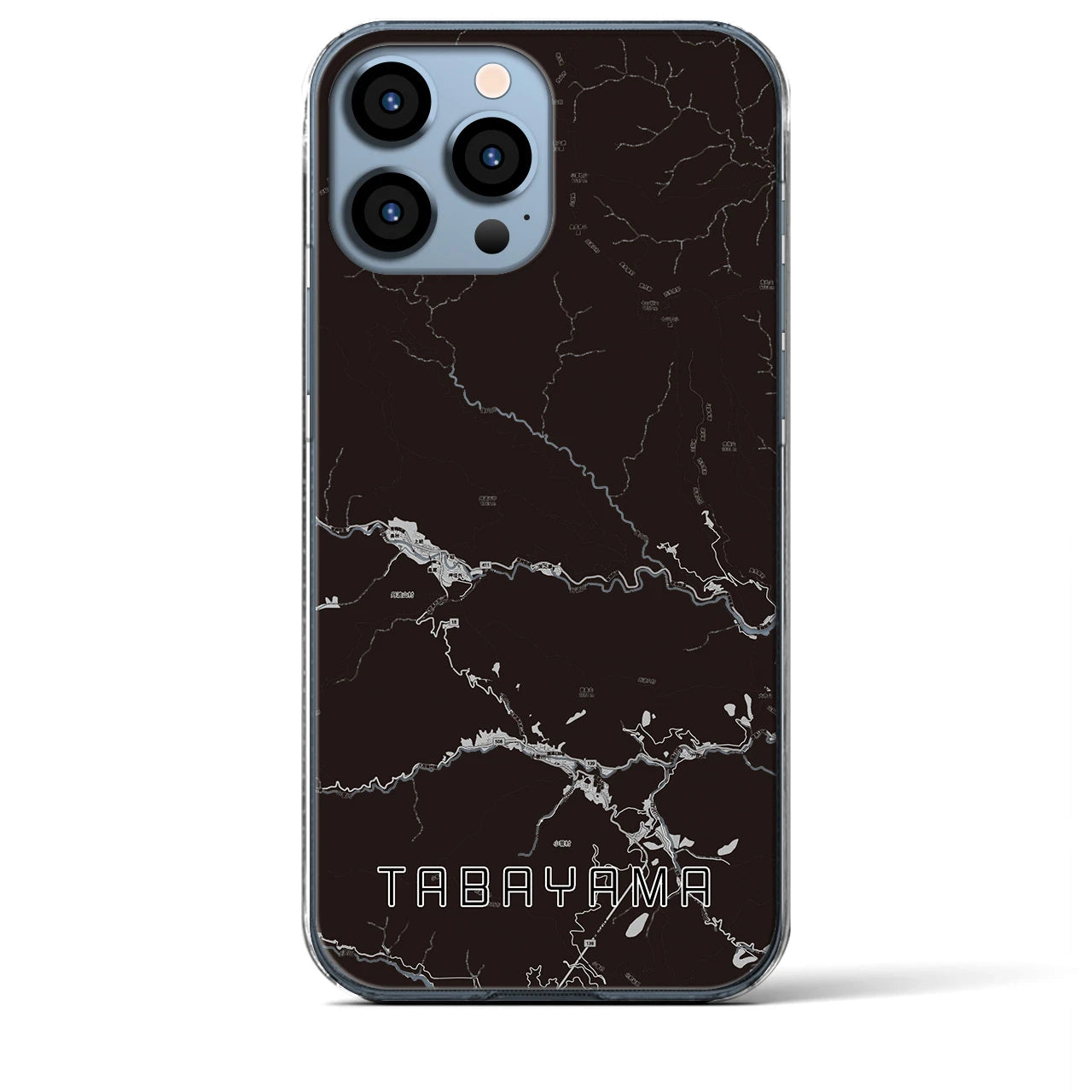 【丹波山(山梨県)】地図柄iPhoneケース(クリアタイプ)モノトーン・iPhone 13 Pro Max 用