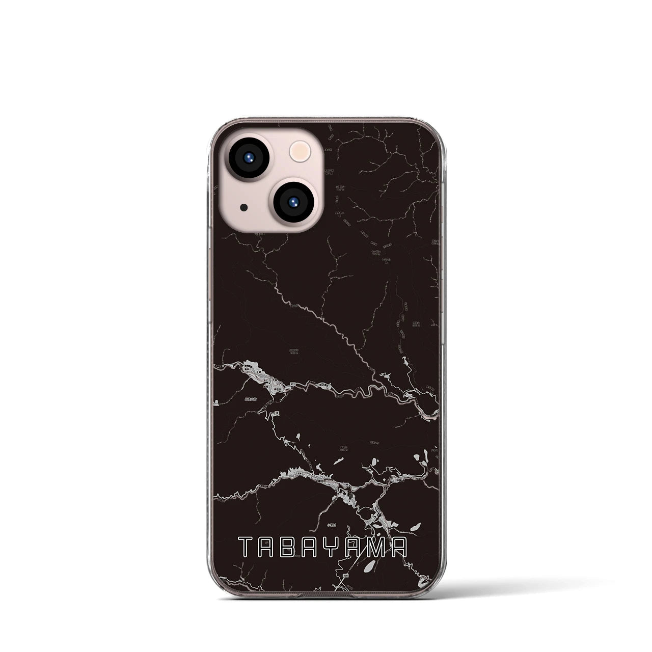 【丹波山(山梨県)】地図柄iPhoneケース(クリアタイプ)モノトーン・iPhone 13 mini 用