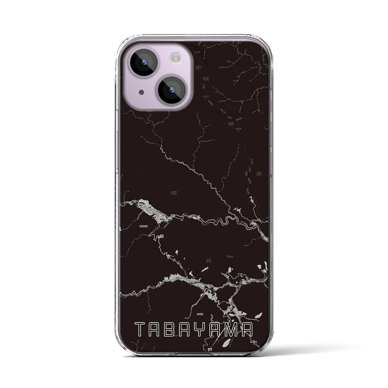 【丹波山(山梨県)】地図柄iPhoneケース(クリアタイプ)モノトーン・iPhone 14 用