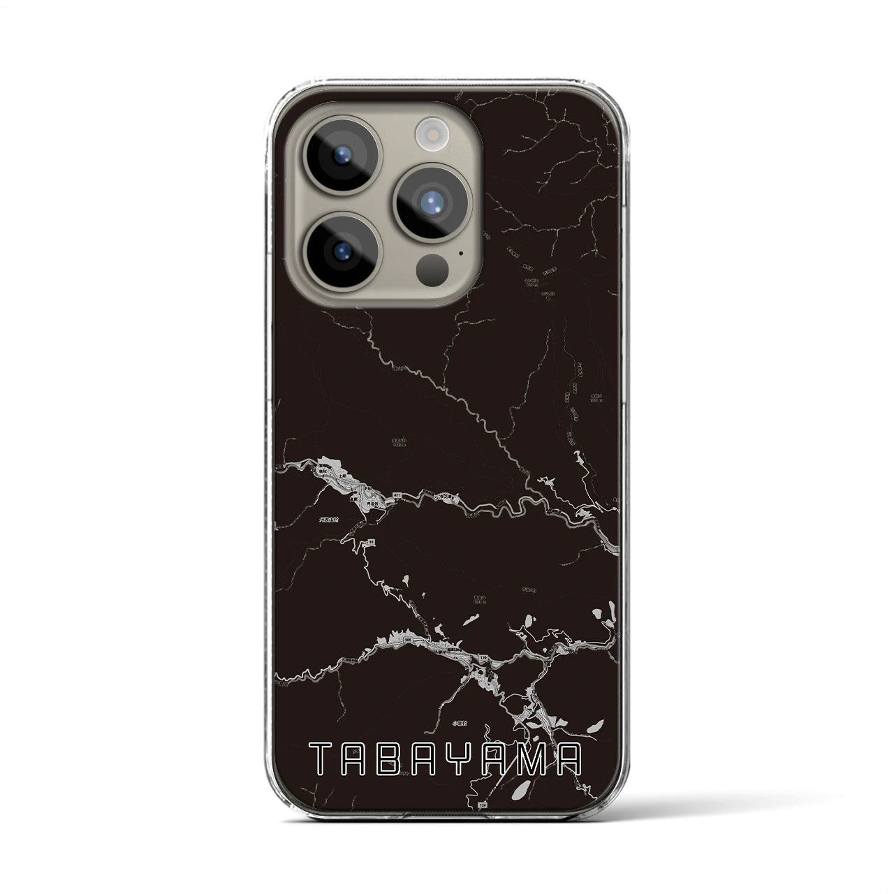 【丹波山(山梨県)】地図柄iPhoneケース(クリアタイプ)モノトーン・iPhone 15 Pro 用