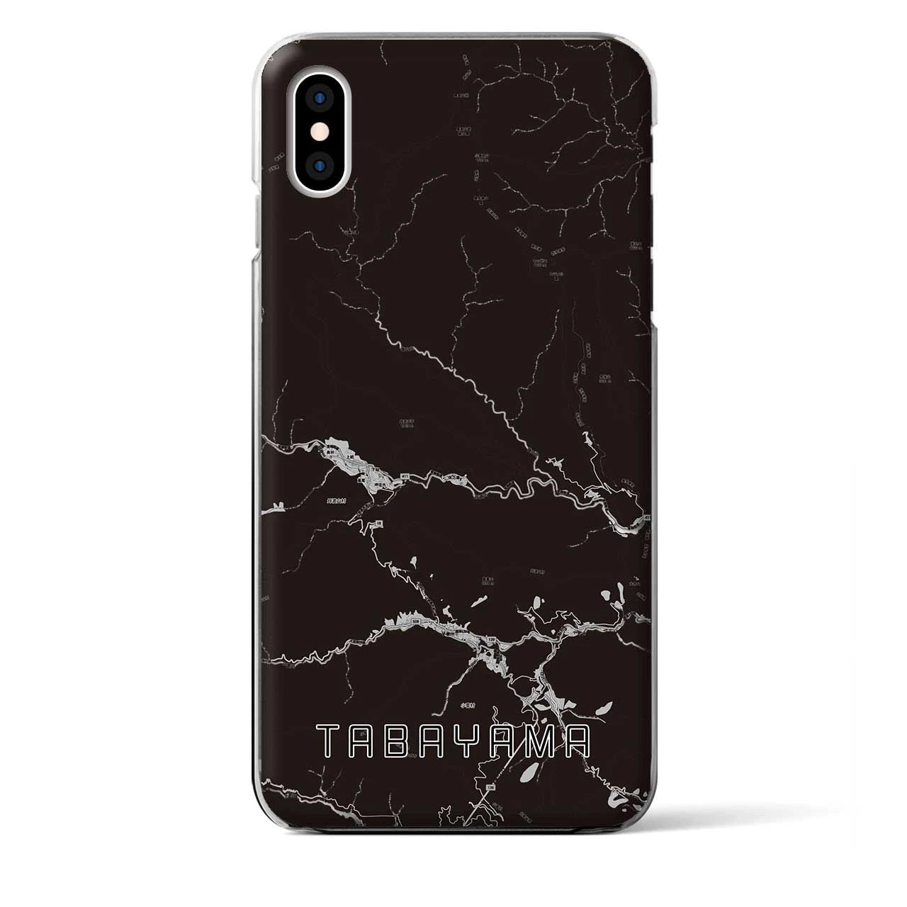 【丹波山(山梨県)】地図柄iPhoneケース(クリアタイプ)モノトーン・iPhone XS Max 用