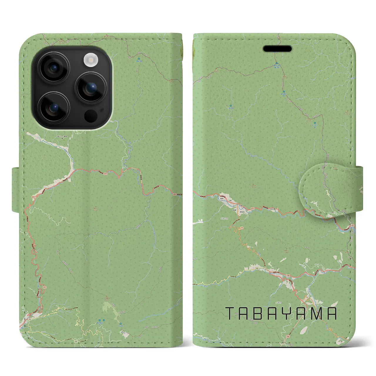 【丹波山(山梨県)】地図柄iPhoneケース(手帳タイプ)ナチュラル・iPhone 16 用