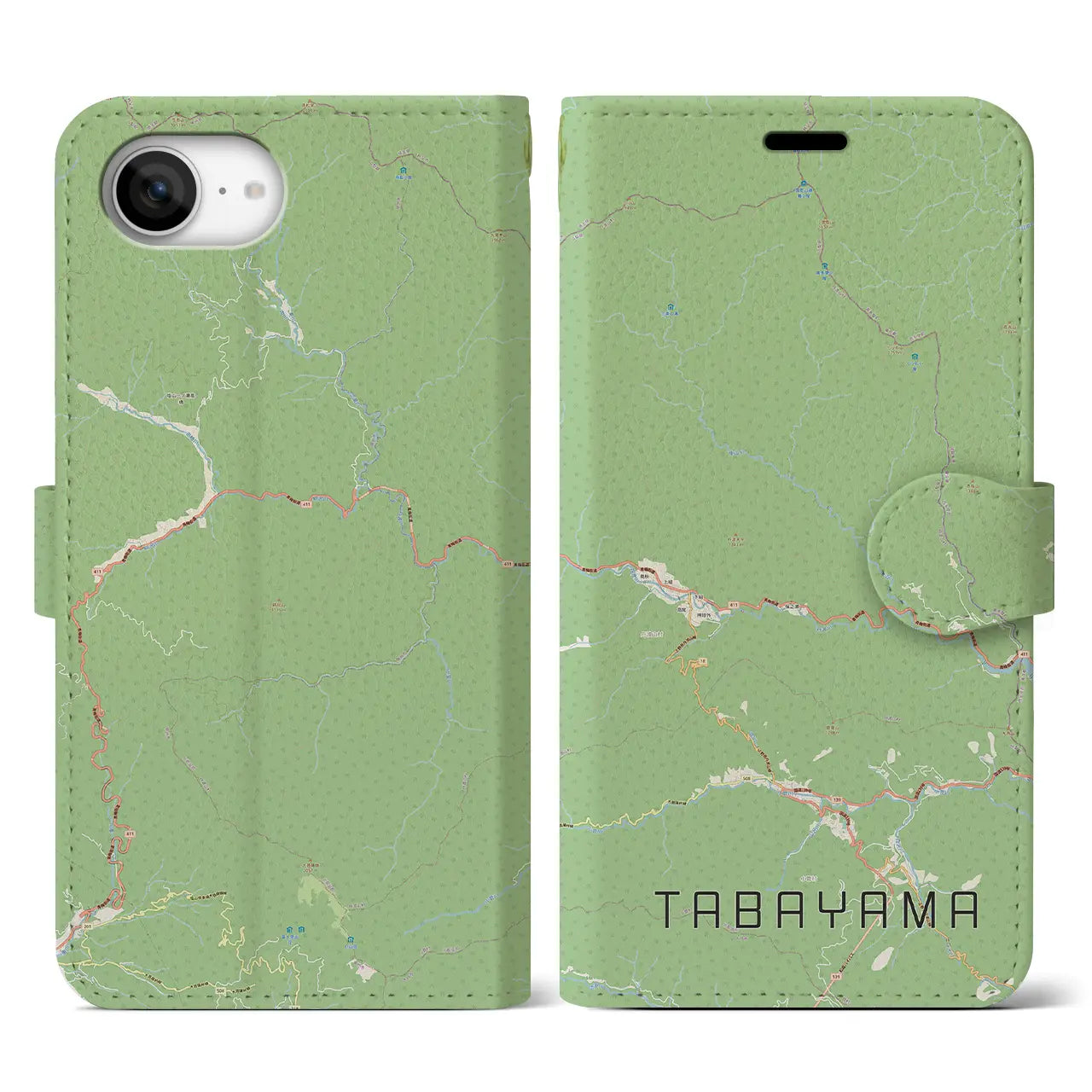 【丹波山(山梨県)】地図柄iPhoneケース(手帳タイプ)