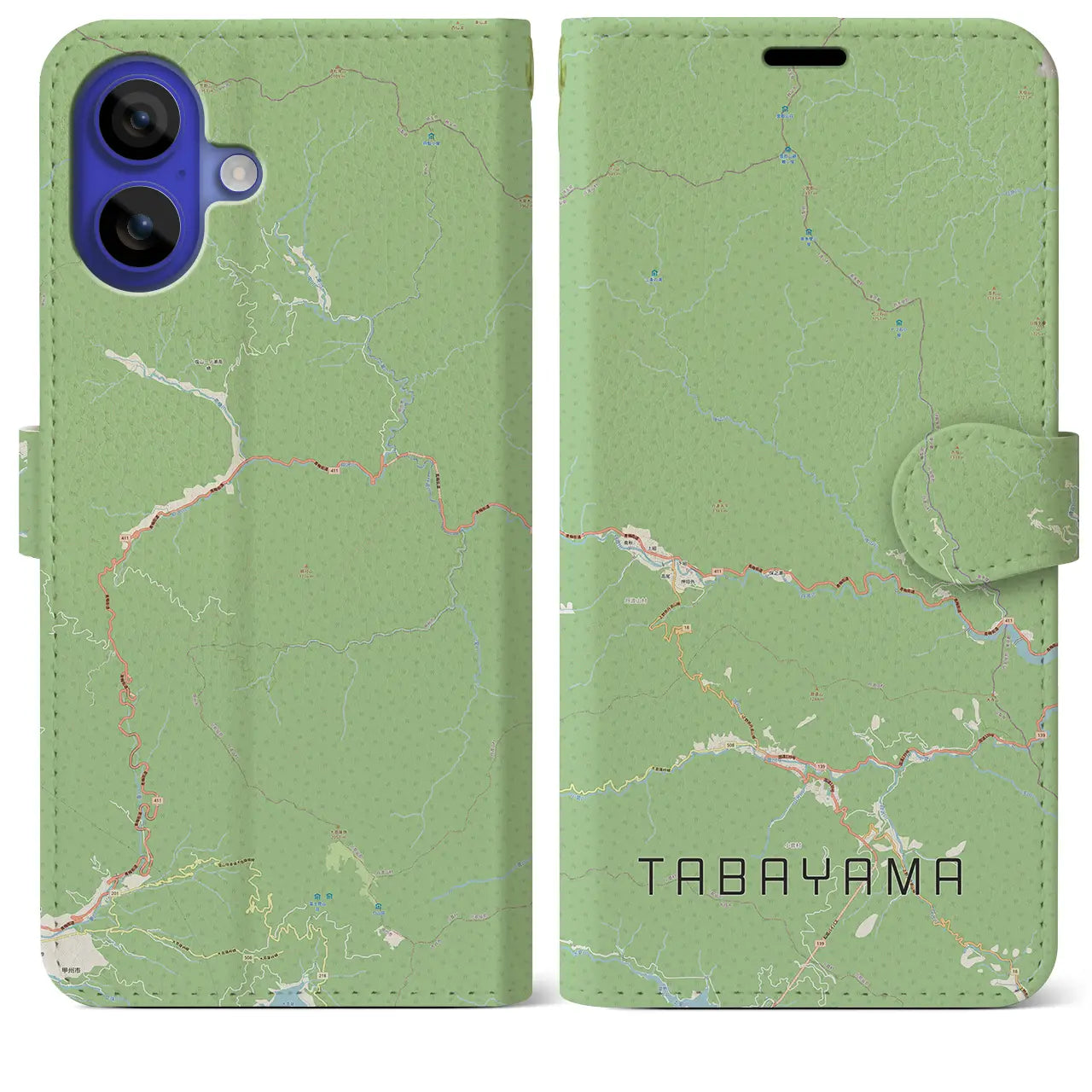 【丹波山(山梨県)】地図柄iPhoneケース(手帳タイプ)