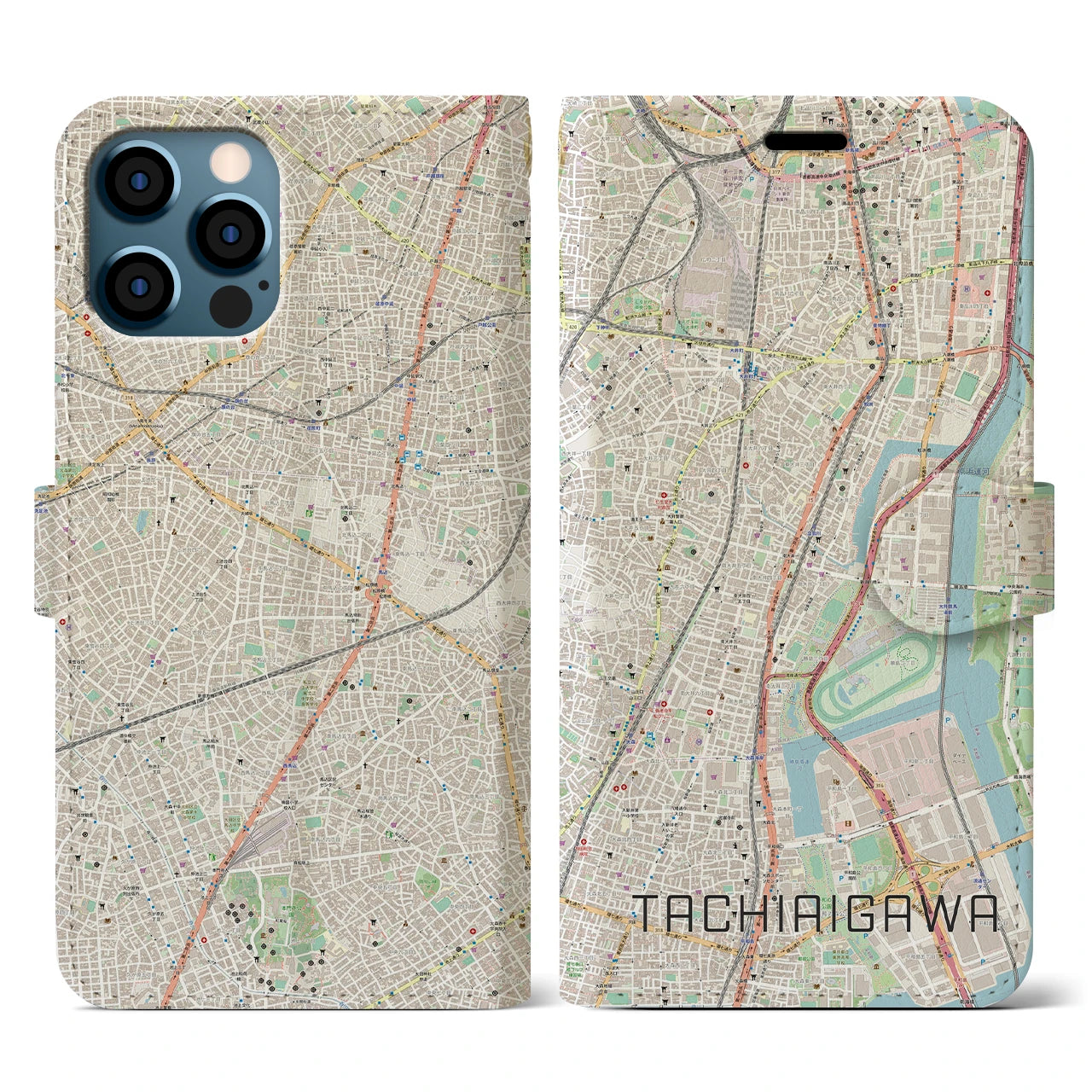 【立会川(東京都)】地図柄iPhoneケース(手帳タイプ)