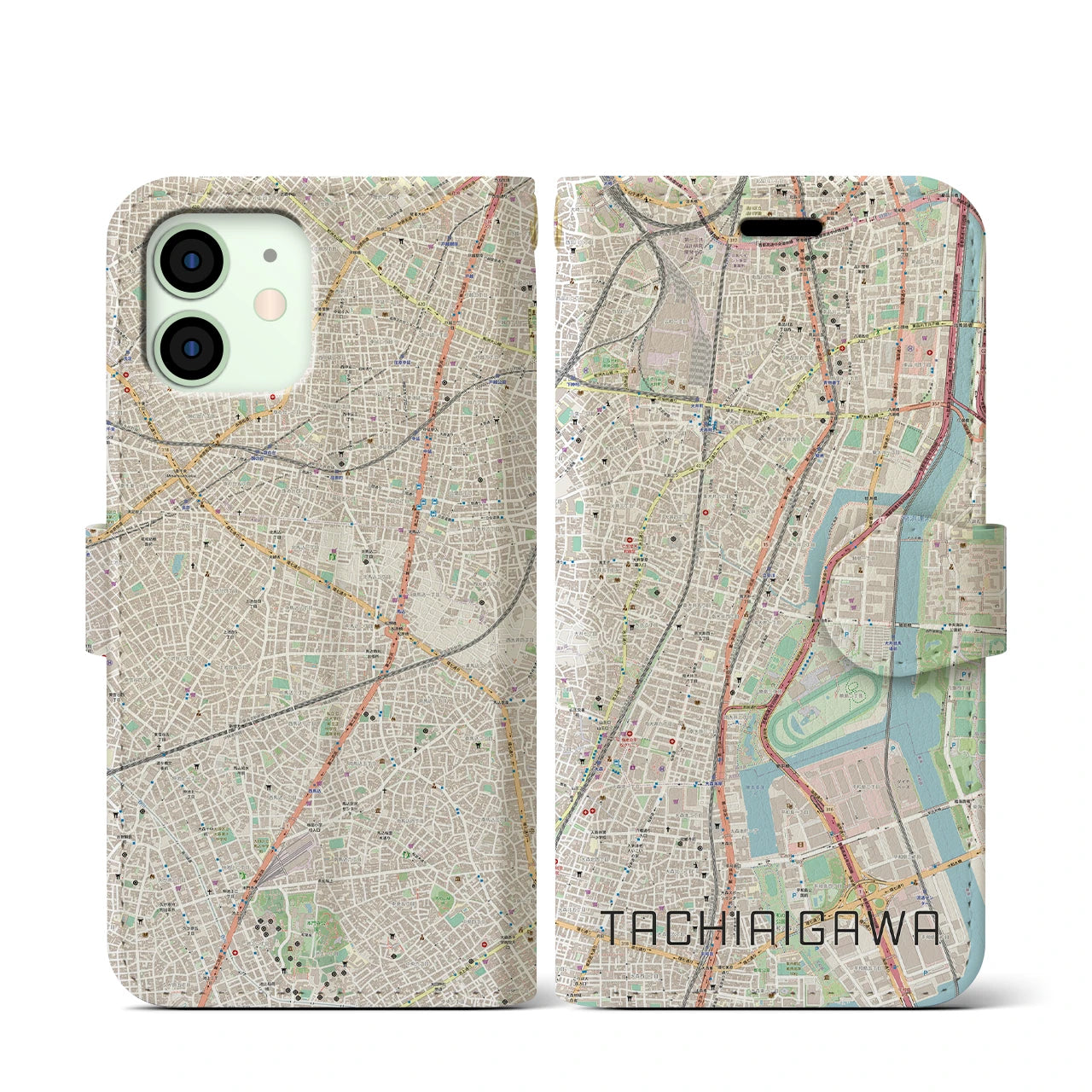 【立会川(東京都)】地図柄iPhoneケース(手帳タイプ)
