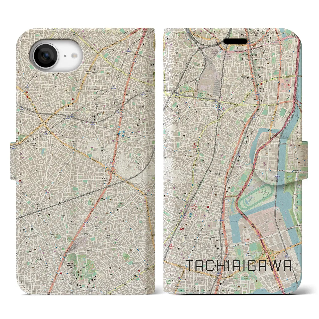 【立会川(東京都)】地図柄iPhoneケース(手帳タイプ)