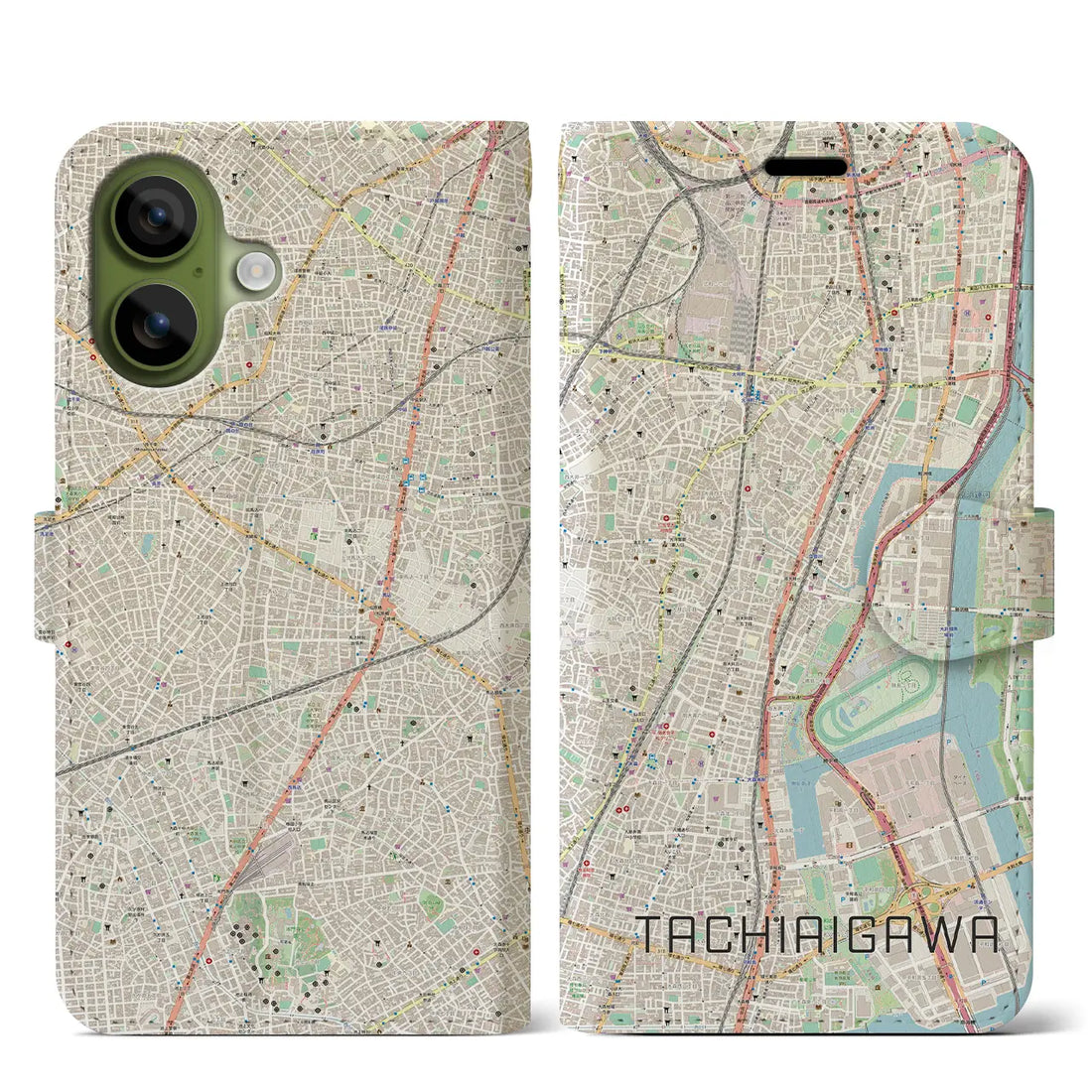 【立会川(東京都)】地図柄iPhoneケース(手帳タイプ)ナチュラル・iPhone 17 Pro Max 用