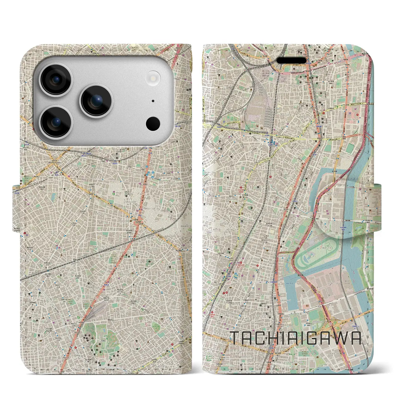 【立会川(東京都)】地図柄iPhoneケース(手帳タイプ)