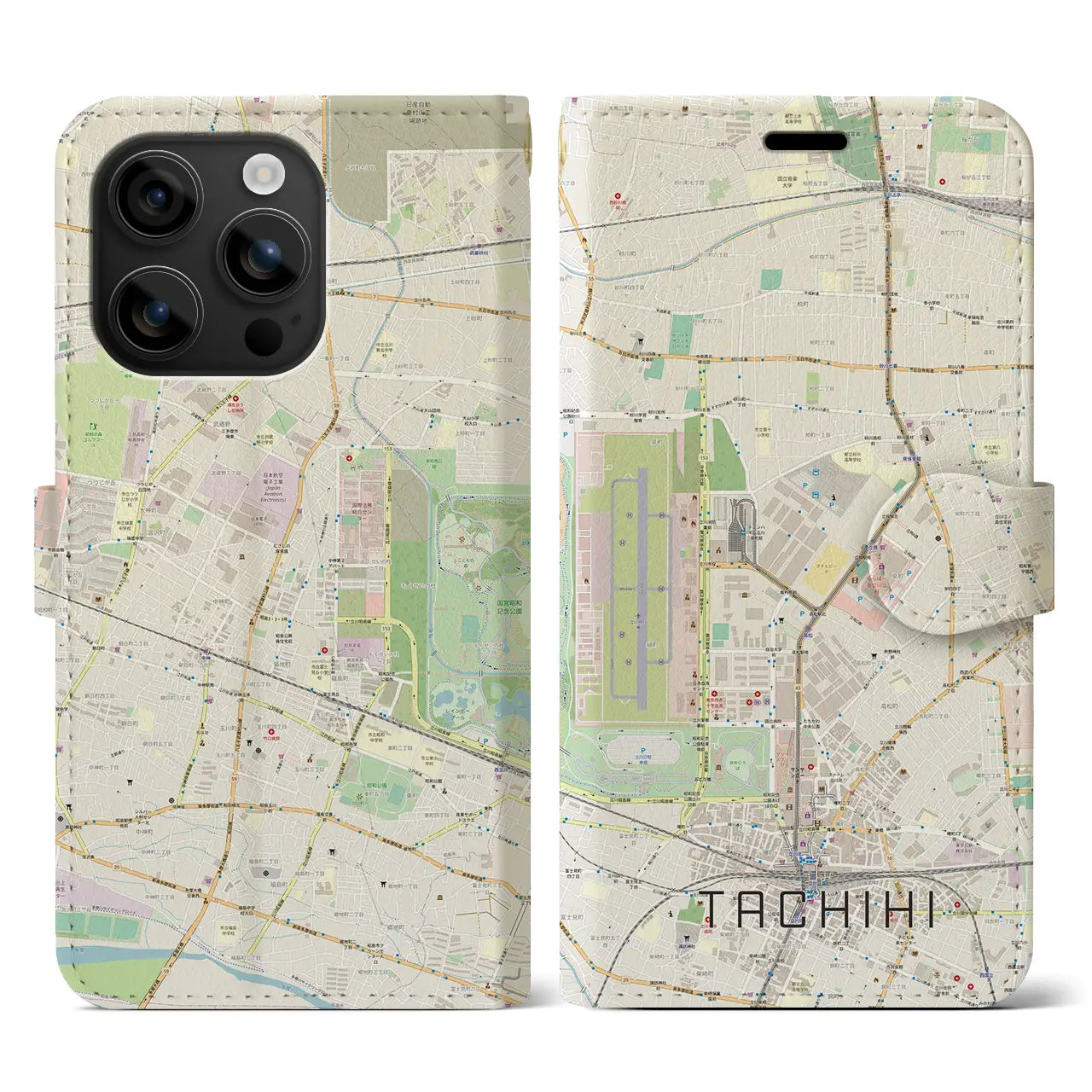 【立飛(東京都)】地図柄iPhoneケース(手帳タイプ)ナチュラル・iPhone 16 用