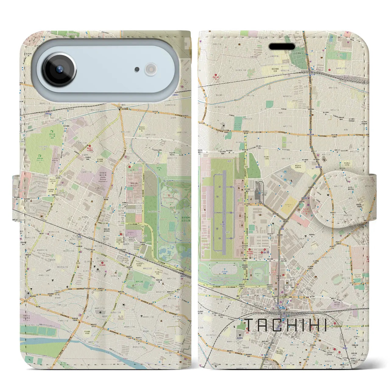 【立飛(東京都)】地図柄iPhoneケース(手帳タイプ)ナチュラル・iPhone 17 Pro Max 用