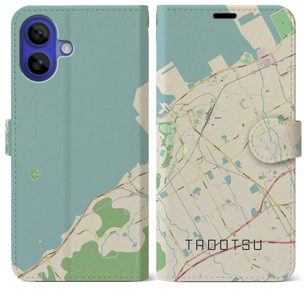 【多度津(香川県)】地図柄iPhoneケース(手帳タイプ)ナチュラル・iPhone 16 Pro Max 用