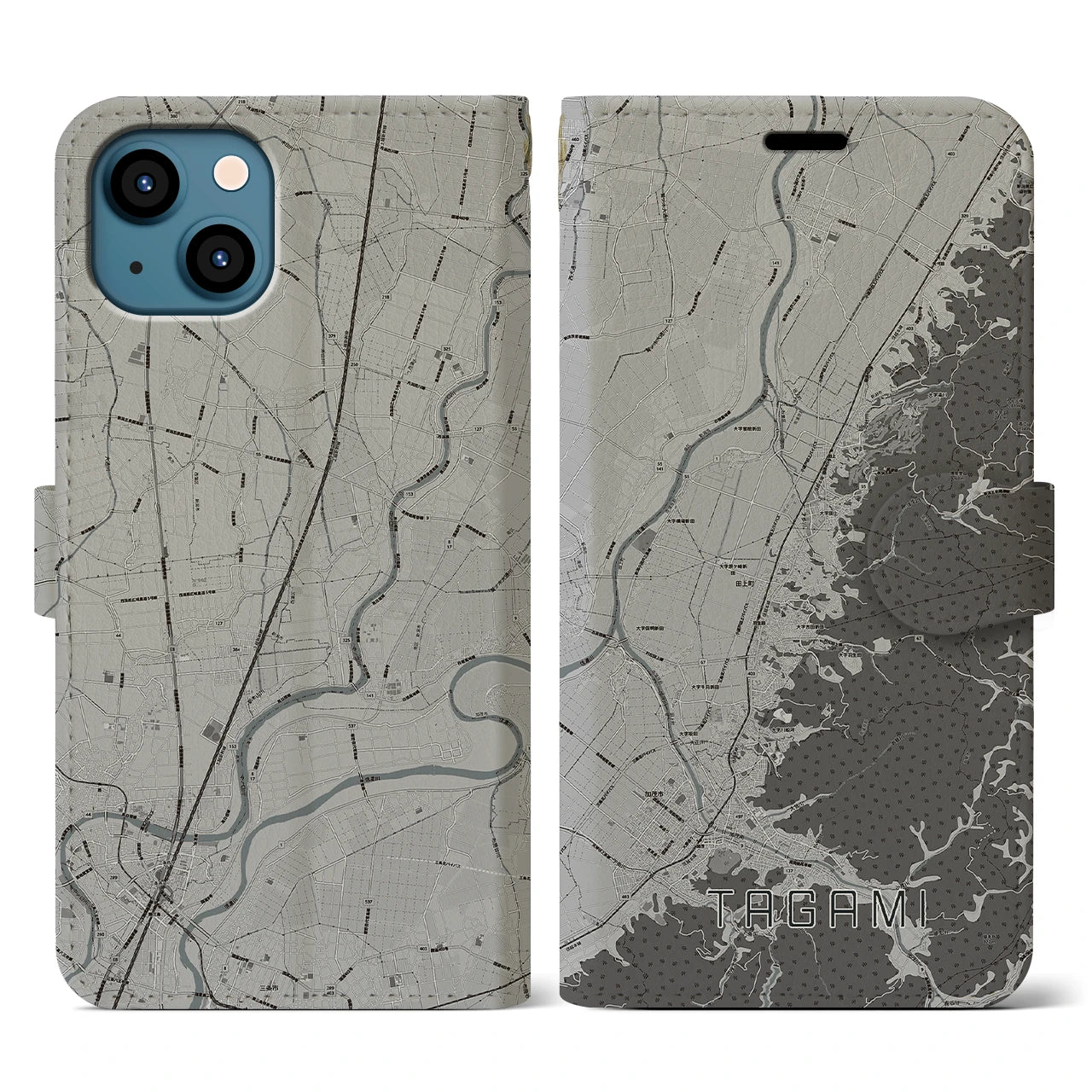 【田上(新潟県)】地図柄iPhoneケース(手帳タイプ)