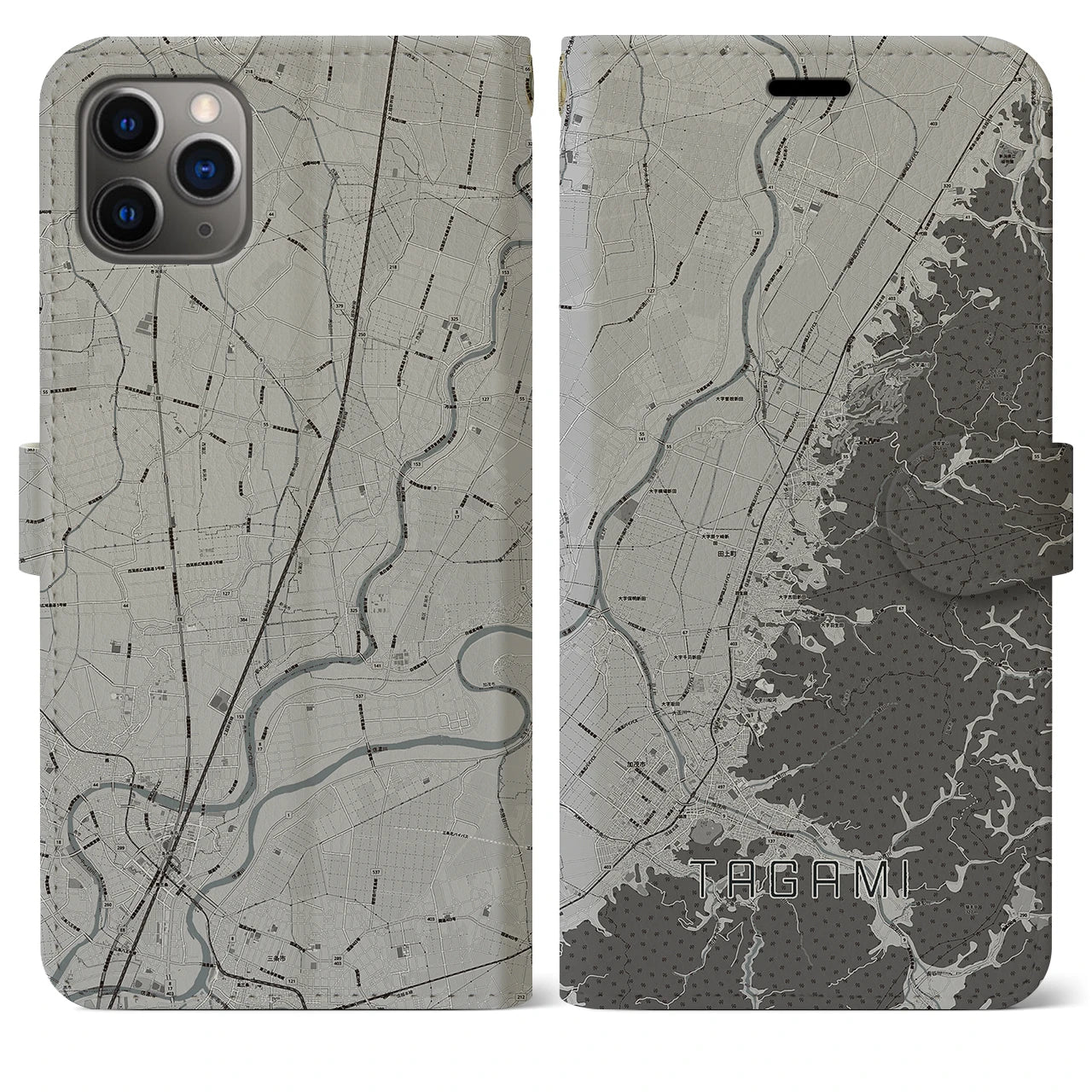 【田上(新潟県)】地図柄iPhoneケース(手帳タイプ)